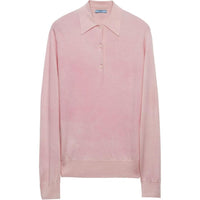 PRADA Long-Sleeved Fine-Knitted Polo Shirt