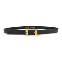 CHANEL Solid Color Design Leather Leather Belts Women's Black 1.5cm