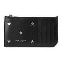 SAINT LAURENT Leather Card Holder Unisex Black
