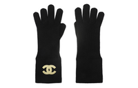 CHANEL Knit Gloves Women's Black