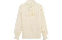 CELINE Blouse With Jabot In Silk Crepe Shirt Women's Ivory
