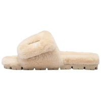 PRADA Triangle-logo Shearling Slides