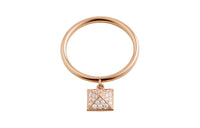 HERMES 18K Rose Gold Diamonds Rings Women's Gold