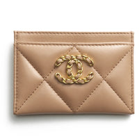 CHANEL 19Bag Lambskin Card Holder Women's Dark Beige