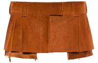 MIU MIU Leather Short Skirts Women's Cinnamon