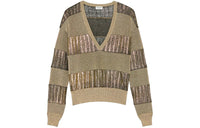 SAINT LAURENT Striped V Neck Jumper