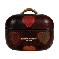 SAINT LAURENT Textured Leather Earphone Case Women's Brown
