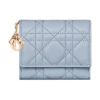 DIOR Lambskin Wallet Women's Light Blue