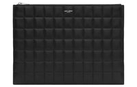 SAINT LAURENT PARIS Grained Leather Clutch Men's Black