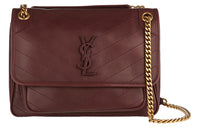 SAINT LAURENT Leather Hobo Bag Shoulder Bag Crossbody Bag Women's Red