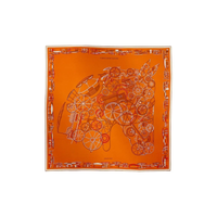 HERMES Mulberry Silk Silk Scarves Women's Pumpkin Yellow