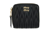 MIU MIU Leather Card Holder, Wallet Women's Black