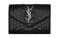 SAINT LAURENT CASSANDRE Python Skin Wallet Women's Black