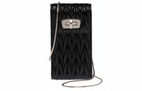 MIU MIU Leather Cell Phone Case With One Shoulder Crossbody Cell Phone Pouch Women's Black