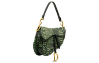 DIOR Saddle Leather Saddle Bags One Shoulder Handbags Women's Black & Green