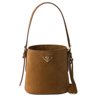 PRADA Suede Bucket Bag Handbag Shoulder Bag Mini Women's Cinnamon Brown