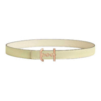 HERMES Metal Leather Belts Women's Nata/Yellow Milton Width 2.4cm