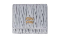 MIU MIU Matelassé Leather Wallet Small Size Women's Cornflower
