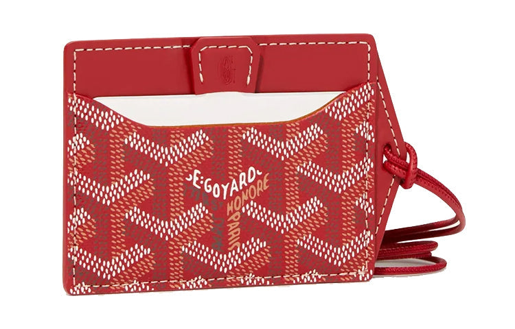 GOYARD Canvas With Calfskin Card Holder Unisex Red