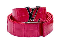 LOUIS VUITTON Logo With Buckle Smooth Buckle Leather Leather Belts Men's Pink 3cm