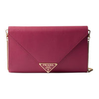 PRADA Saffiano Calfskin Shoulder Bag Mini Women's Burgundy Pink