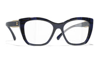 CHANEL Acetate Irregular Shape Eyeglass Frames Men's Blue