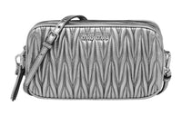 MIU MIU Soft Sheep Leather Shoulder Bag Crossbody Bag Women's Silver