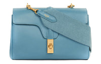 CELINE 16 Soft Smooth Cow Leather Handbag Shoulder Bag Women's Denim Blue