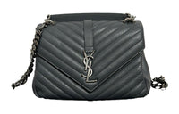 SAINT LAURENT Monogram Lambskin Portable Crossbody Bag Shoulder Bag Medium Size Women's Gray