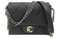 CHANEL Sheepskin Shoulder Bag Women's Black