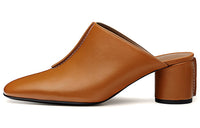 HERMES Detail Chunky Heel High Heels Women's Gilded Beige