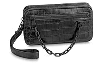 LOUIS VUITTON Crocodile Leather Clutch Men's Black