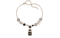 CHANEL Necklaces Women's Black/Gold/White
