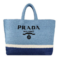 PRADA Raffia One Shoulder Handbag Women's Light Blue