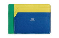 HERMES City Evercolor Calfskin Card Holder Regular Women's Royal Blue/Lime/Mint