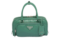 PRADA Soft Sheep Leather Shoulder Bag Crossbody Bag Handbag Women's Gray Green