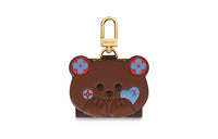 LOUIS VUITTON Leather Paneled Canvas Earphone Case Women's Brown