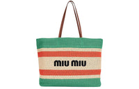 MIU MIU Raffia Tote Bag Shopping Bag Handbag Women's Green