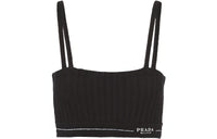 PRADA Ribbed Knit Cotton Top Black