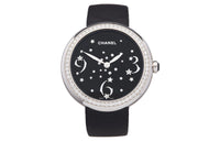 CHANEL MADEMOISELLE PRIVÉ Wrist Watch Quartz Movement Satin Strap Black Dial Women's