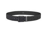 DIOR Brass Leather Belts Men's Black Width 3.5cm