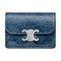 CELINE Triomphe Calfskin Card Holder Women's Blue