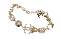 CHANEL Faux Diamond Bracelets Women's Gold