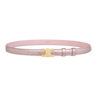 CELINE Calfskin Leather Belts Women's Pink 1.8CM