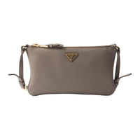 PRADA Calfskin Handheld Shoulder Bag Women's Clay Gray