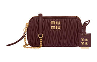 MIU MIU Matelassé Leather Crossbody Bag Shoulder Bag Women's Red