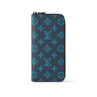 LOUIS VUITTON Zippy Cow Leather Wallet Men's Dark Blue