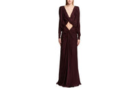 SAINT LAURENT Long-Sleeved Dresses Women's Red Brown
