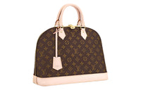 LOUIS VUITTON Alma Canvas With Cow Leather Dome Bag Handbags Medium Size Women's Brown