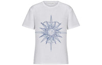 DIOR Geometric Pattern Print Crew Neck Pullover Short Sleeved T Shirt Women's White